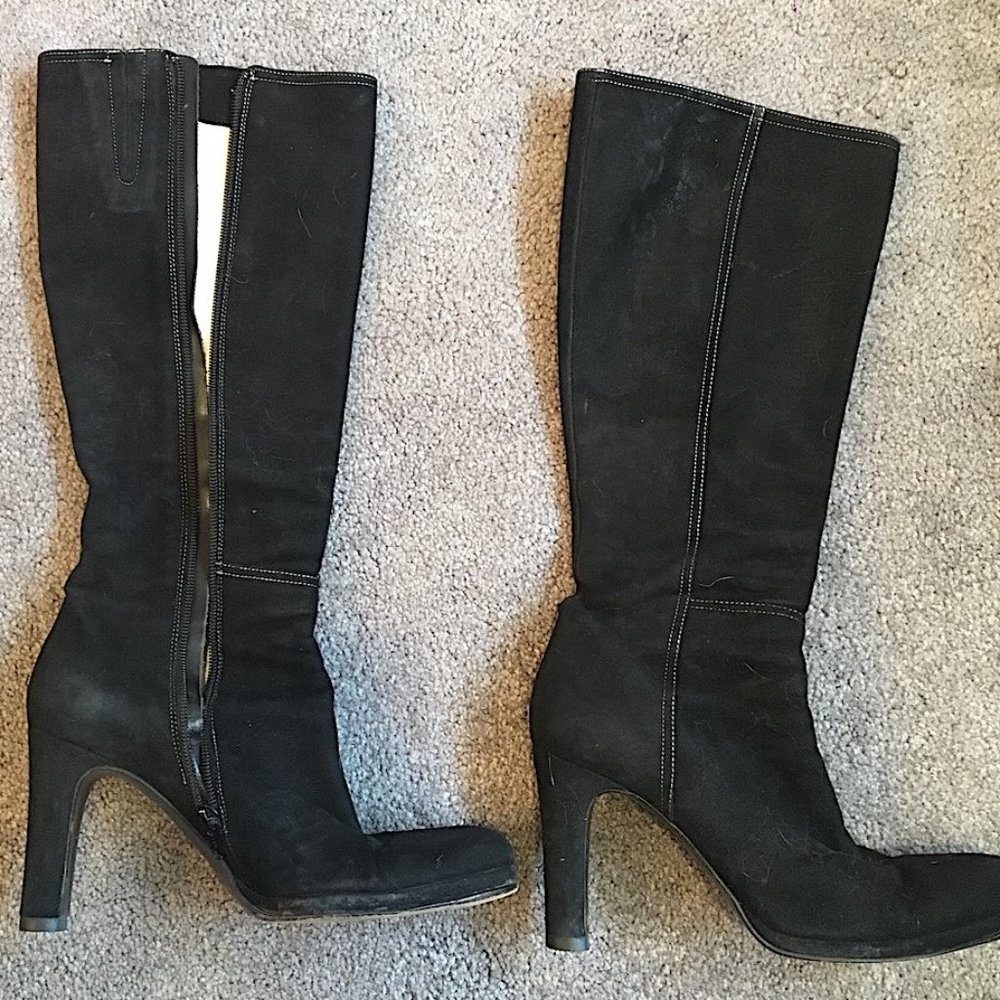 VIA SPIGA BLACK SUEDE HEELS BOOTS SIZE 7.5 M